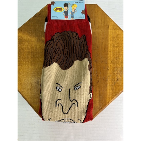 Butthead Novelty Crew Socks From MTV‎ Beavis And Butthead US Shoe Size 6-12 - Picture 1 of 6